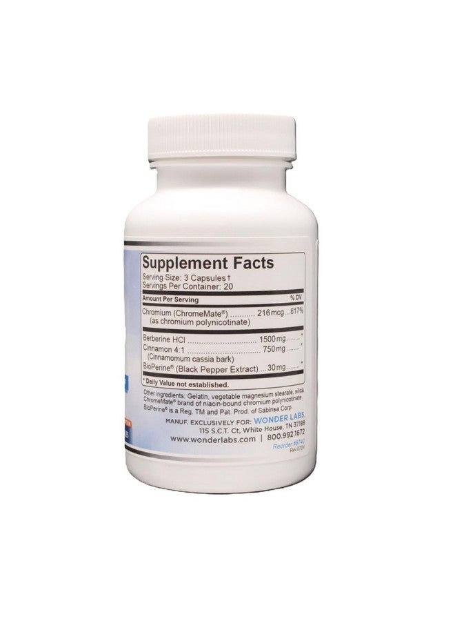 Wonder Laboratories Surperior Absorption Berberine HCL 1,500mg + Cinnamon, Chromium, and BioPerine Maintenance for Glucose, Heart & Immune System Health Gluten & GMO Free - 120 Capsules - Image 2