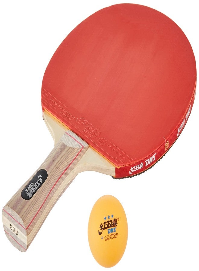 دي إتش أس مضرب تنس الطاولة S-S03P DHS مع كرة تنس الطاولة DHS 40MM 3 نجوم برتقالية (علبة من 48 قطعة) - Image 2
