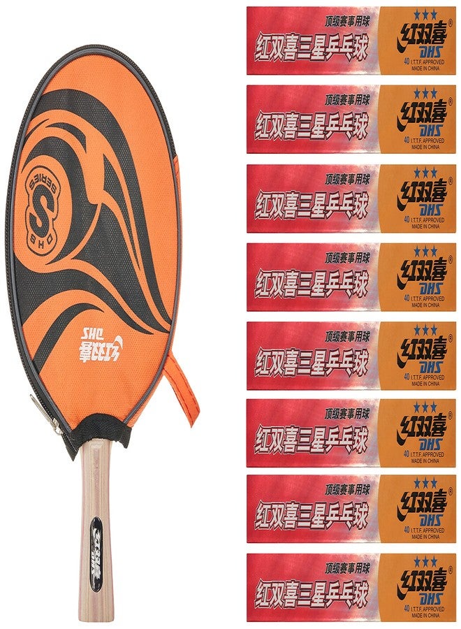 دي إتش أس مضرب تنس الطاولة S-S03P DHS مع كرة تنس الطاولة DHS 40MM 3 نجوم برتقالية (علبة من 48 قطعة) - Image 3