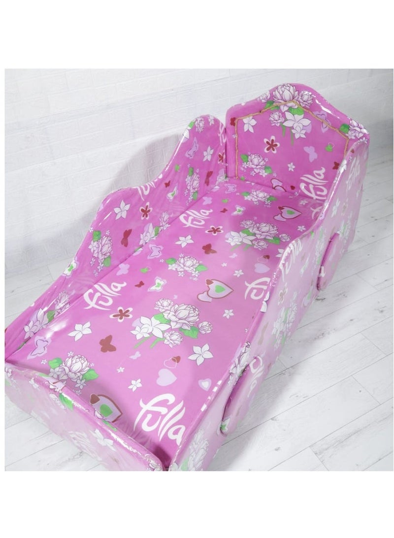 UNIKSAR Pre-Assembled Wooden Kid’s Bed in Elegant Pink – Montessori Low Platform Toddler Bed with Built-In Safety Rails – Ready-to-Use Crib-to-Big-Kid Transition Bed – Ideal for Girls’ Nursery & Kids’ Room - Image 1