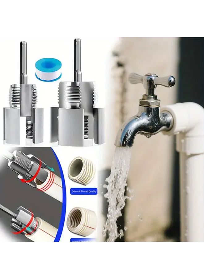 4 Piece PPR Pipe Thread Cutter Kit 1/2 3/4 Inch Internal External Tap Set High Hardness Aluminum Alloy for Drill - Image 1