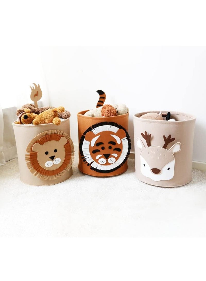 Gonice Catoon Animals Kids Toys Storage Basket Organizer Bins Laundry Hamper for Nursery Baby Clothes Animal Felt Storage Bag (elephant) - Image 4