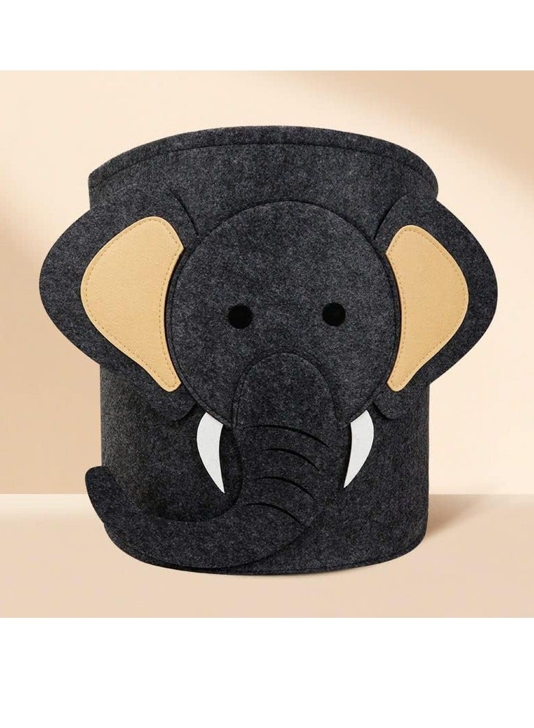 Gonice Catoon Animals Kids Toys Storage Basket Organizer Bins Laundry Hamper for Nursery Baby Clothes Animal Felt Storage Bag (elephant) - Image 1
