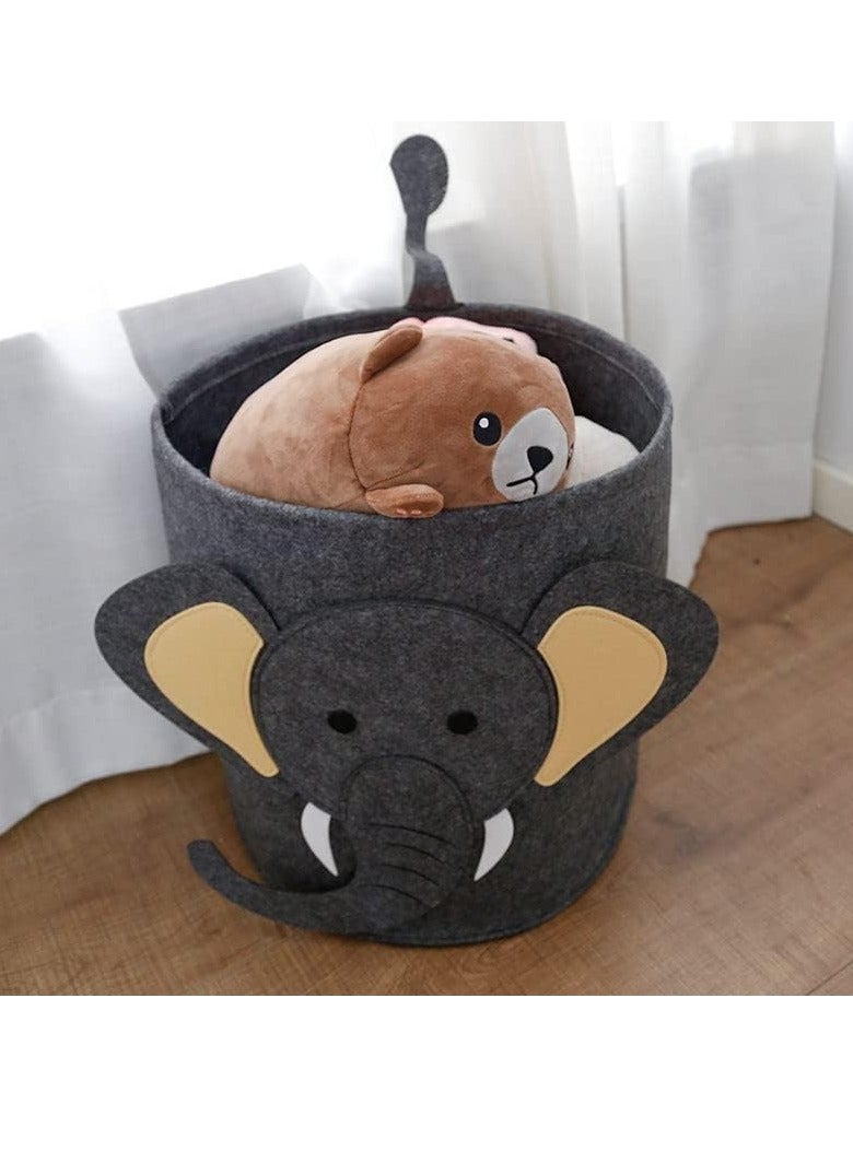 Gonice Catoon Animals Kids Toys Storage Basket Organizer Bins Laundry Hamper for Nursery Baby Clothes Animal Felt Storage Bag (elephant) - Image 2