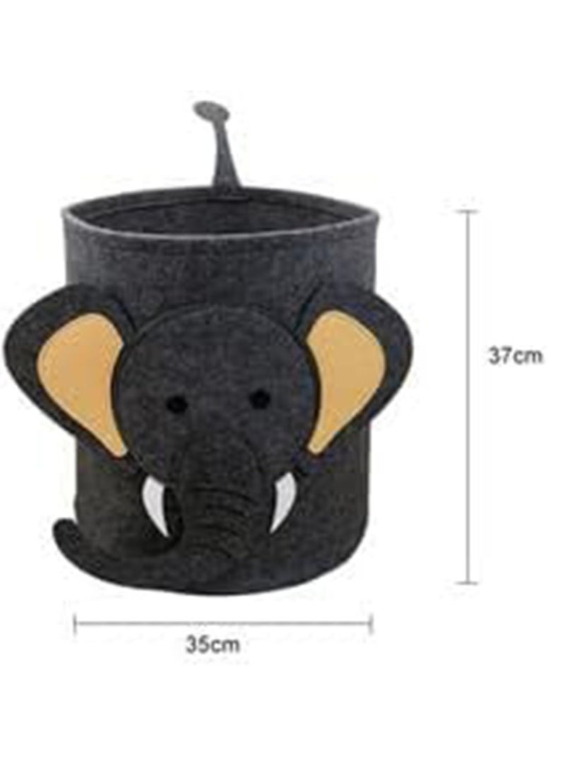 Gonice Catoon Animals Kids Toys Storage Basket Organizer Bins Laundry Hamper for Nursery Baby Clothes Animal Felt Storage Bag (elephant) - Image 3