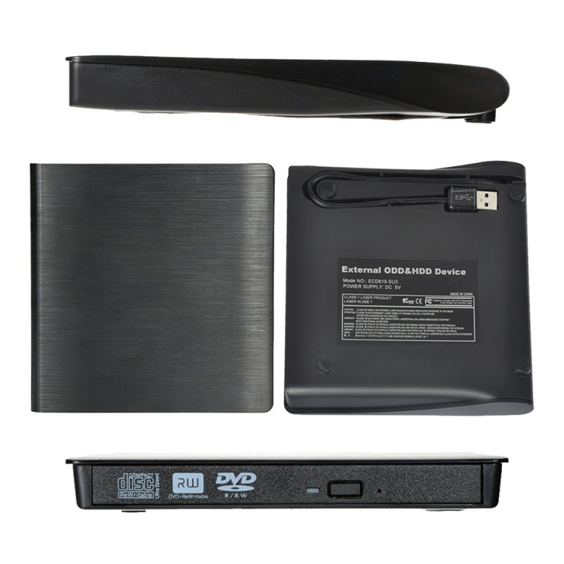 External DVD Burner: Black USB 3.0, 5Gbp/s High Speed, Plug And Play DVD-RW Drive - Wide System Compatible DVD Drive for Home Office, Laptop & Desktop Use - Image 4