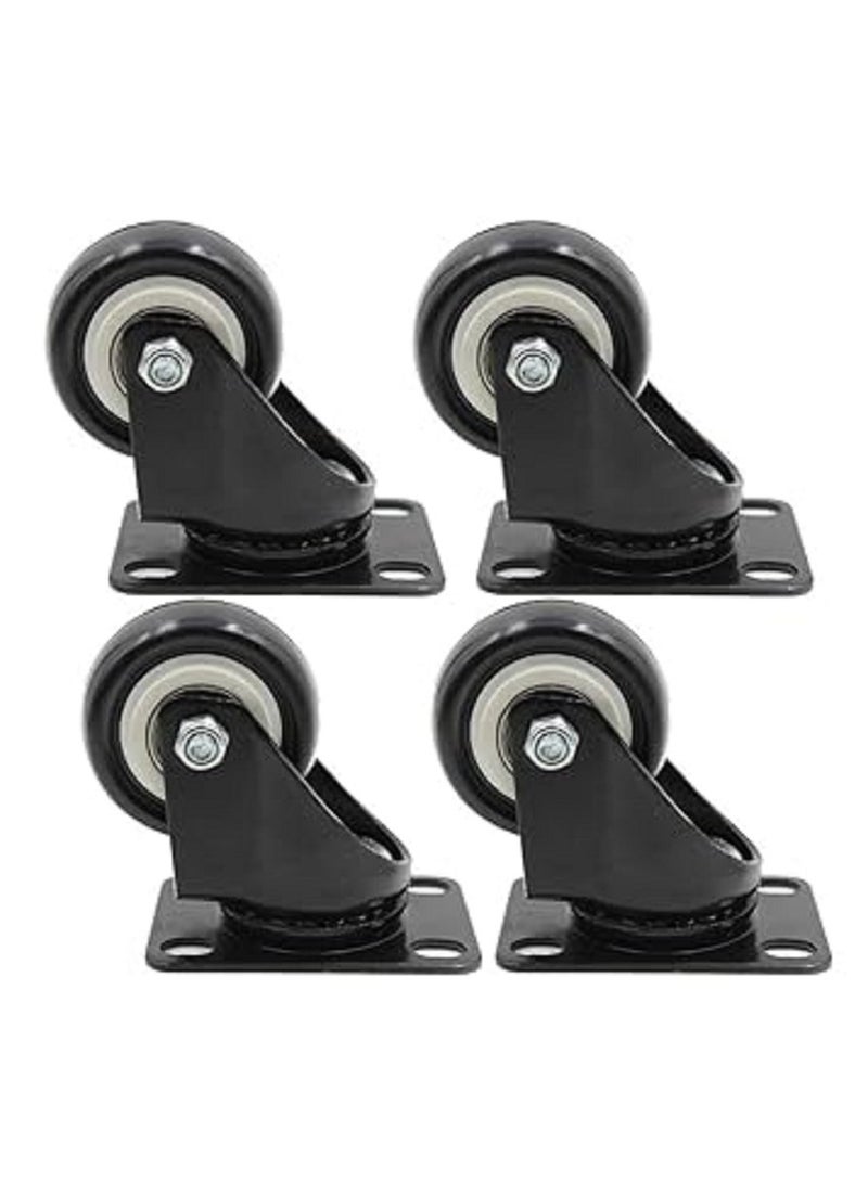 4Heavy Duty Pu Swivel Castor Wheels with Brake Lockable 60kg Trolley Furniture Caster  Furniture Flat Caster Black  - Image 1