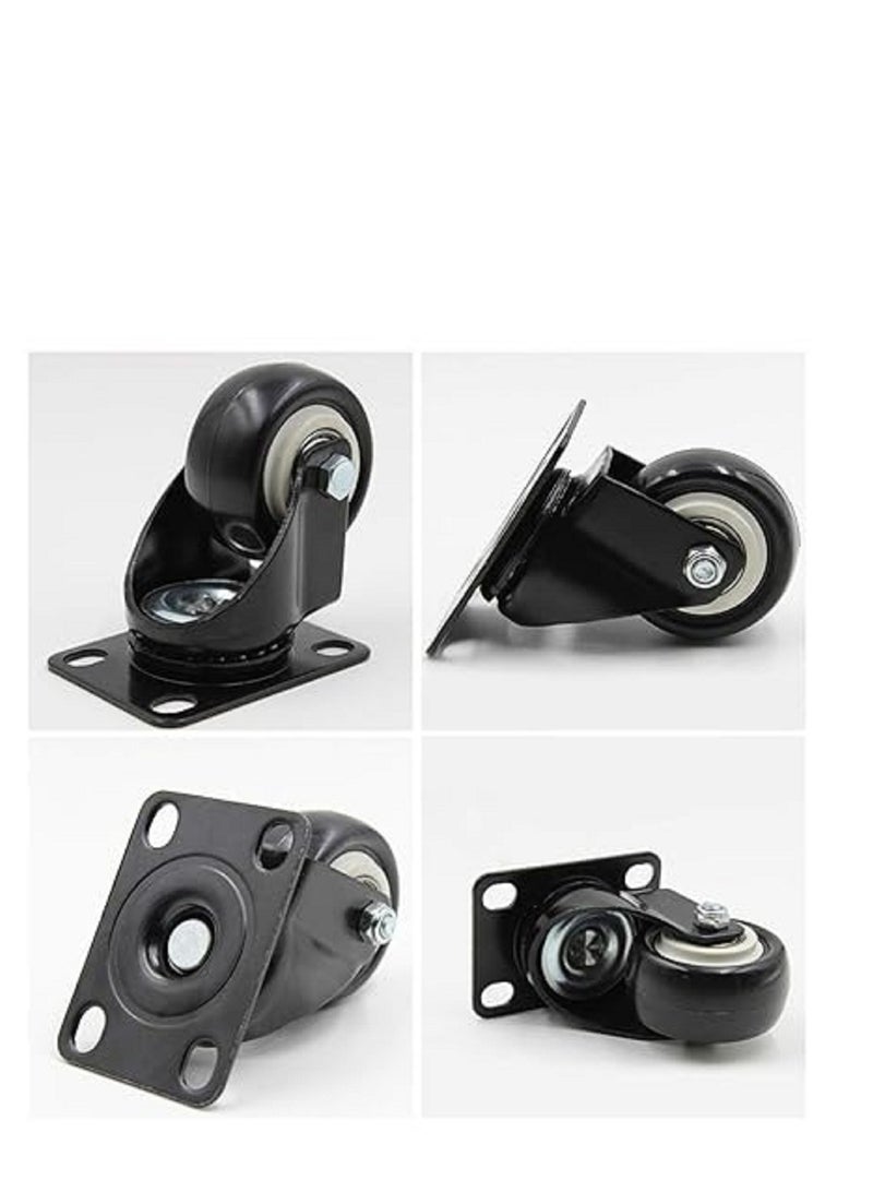 4Heavy Duty Pu Swivel Castor Wheels with Brake Lockable 60kg Trolley Furniture Caster  Furniture Flat Caster Black  - Image 2