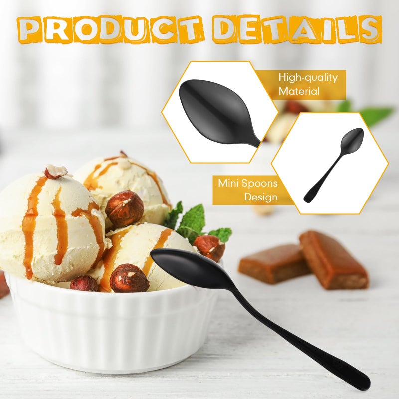 Nuogo 500 Pcs Black Mini Spoons for Desserts 3.7 Inch Small Plastic Disposable Coffee Spoons Bulk Tiny Serving Utensils for Cake  Sample  Ice Cream  Appetizer  Pudding - Image 3