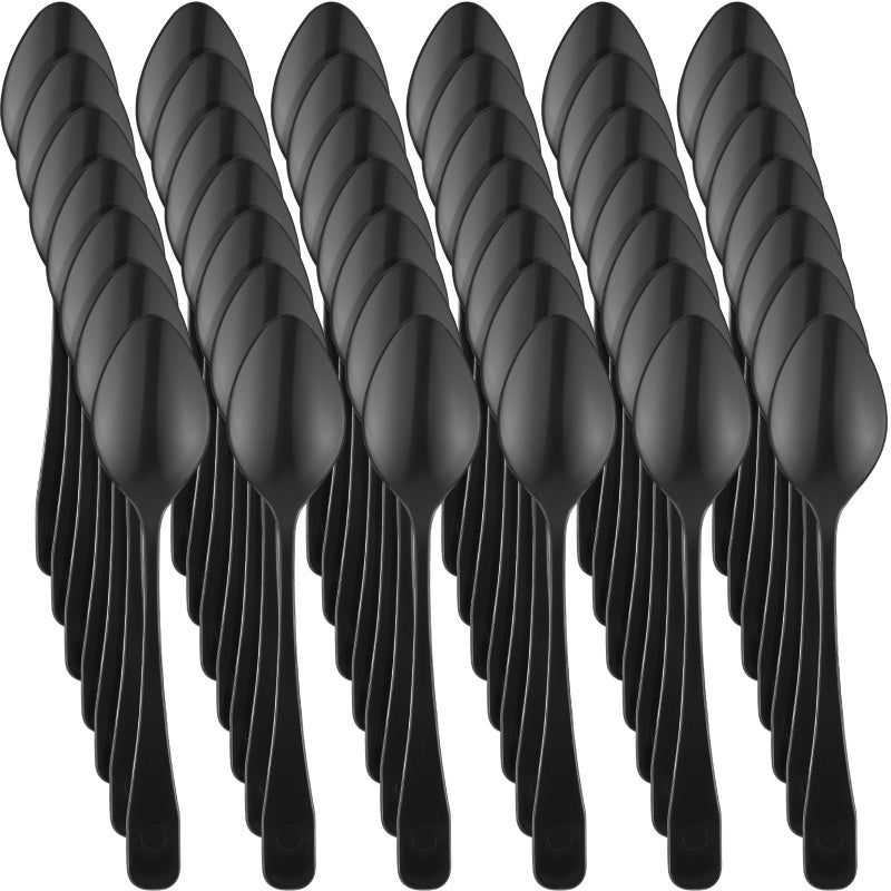 Nuogo 500 Pcs Black Mini Spoons for Desserts 3.7 Inch Small Plastic Disposable Coffee Spoons Bulk Tiny Serving Utensils for Cake  Sample  Ice Cream  Appetizer  Pudding - Image 1
