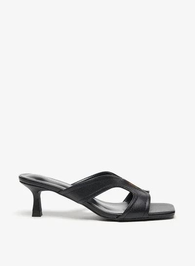Flora Bella By Shoexpress Womens Textured Slip-On Sandals With Kitten Heels