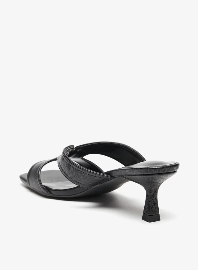 Flora Bella By Shoexpress Womens Textured Slip-On Sandals With Kitten Heels