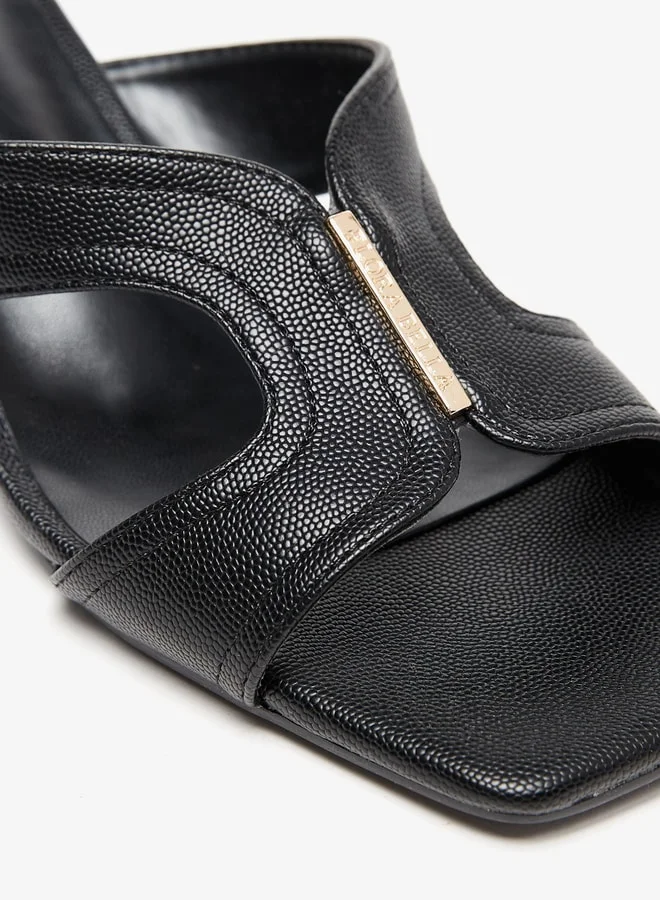 Flora Bella By Shoexpress Womens Textured Slip-On Sandals With Kitten Heels
