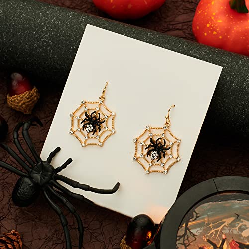 WOWORAMA Halloween Spider Web Earrings for Women Halloween Decor Earrings for Women Vintage Sparkly Spider Web Drop Dangle Earring Jewelry - Image 4