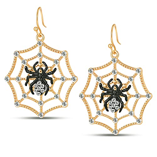 WOWORAMA Halloween Spider Web Earrings for Women Halloween Decor Earrings for Women Vintage Sparkly Spider Web Drop Dangle Earring Jewelry - Image 1