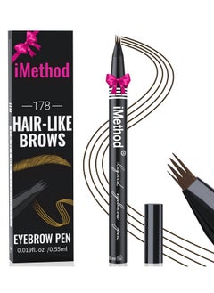 iMethod Eyebrow Pen - Eyebrow Pencil With Micro 4-Fork Tip, Microblading Eyebrow Pen For Natural Hair-Like Brows, Long-Lasting Eye Brow Pencils For Women, Smudge-Proof, Dark Brown  - Image 1