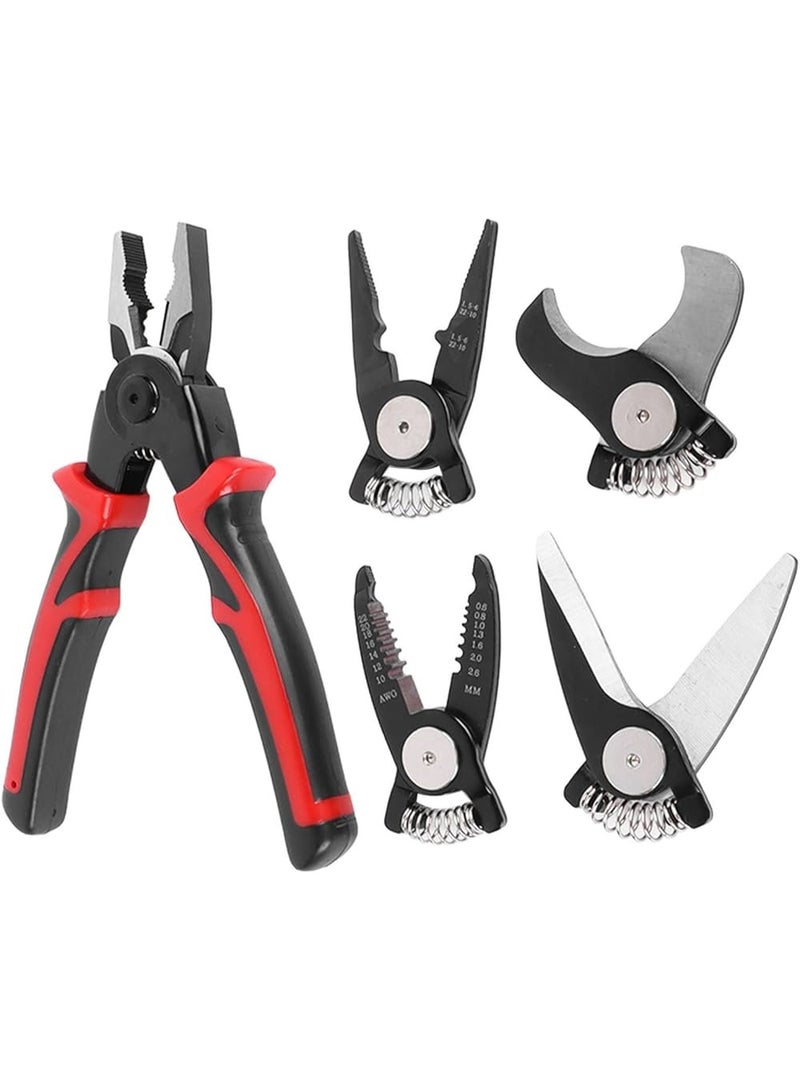Giffex 5-in-1 multifunctional pliers tool kit, which includes a main handle and five interchangeable heads - Image 2