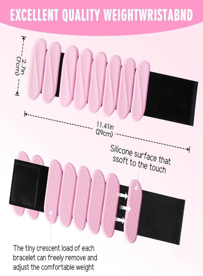 Gallia Wrist Weights, 2Pack Wearable Wrist Ankle Weights for Women and Men, Adjustable Silicone Arm and Leg Wrist Bracelets for Walking, Yoga, Pilates and Gym, 2lb (Pink) - Image 2