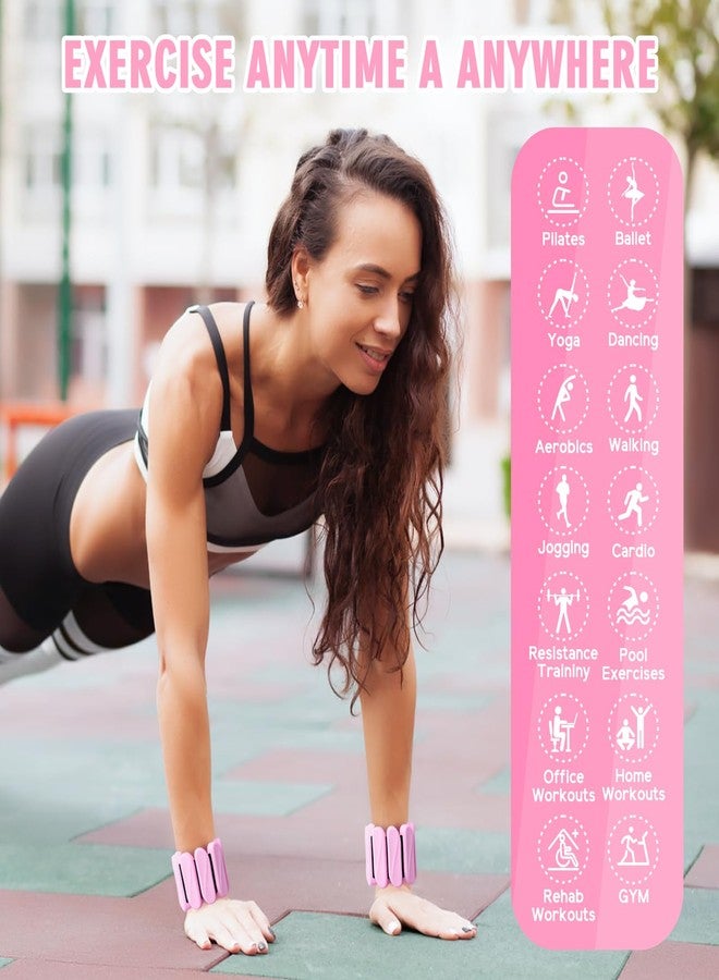 Gallia Wrist Weights, 2Pack Wearable Wrist Ankle Weights for Women and Men, Adjustable Silicone Arm and Leg Wrist Bracelets for Walking, Yoga, Pilates and Gym, 2lb (Pink) - Image 5