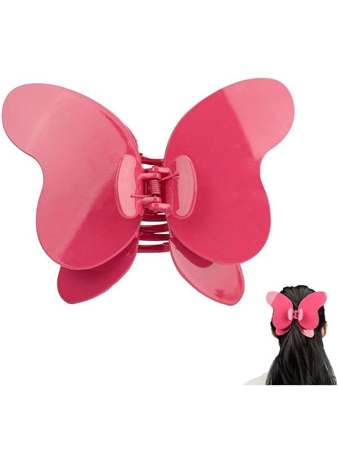 Large Butterfly Hair Claw Clips Hair Clip Oversized Butterfly Non Slip Hair Clips Hair Accessories for Women Girls (Rose Red) - Image 1