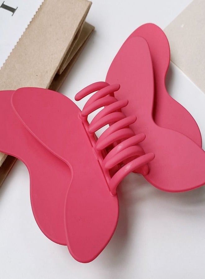 Large Butterfly Hair Claw Clips Hair Clip Oversized Butterfly Non Slip Hair Clips Hair Accessories for Women Girls (Rose Red) - Image 2