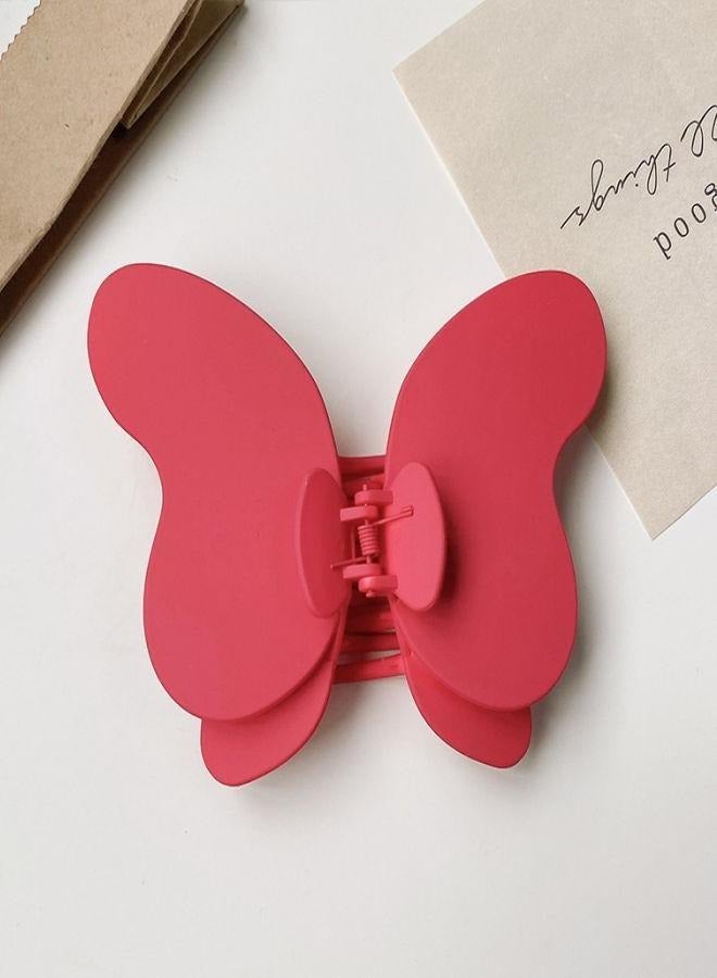 Large Butterfly Hair Claw Clips Hair Clip Oversized Butterfly Non Slip Hair Clips Hair Accessories for Women Girls (Rose Red) - Image 3