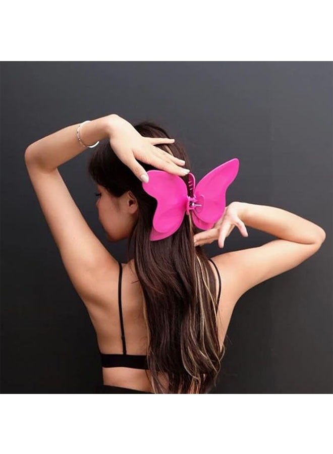 Large Butterfly Hair Claw Clips Hair Clip Oversized Butterfly Non Slip Hair Clips Hair Accessories for Women Girls (Rose Red) - Image 4