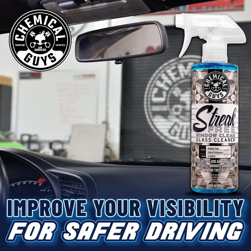 Chemical Guys Glass Cleaner Streak Free Window Spray - Works on Glass, Mirrors, Screens - Ammonia-Free, Safe on Tinted Windows, Car Windshield Cleaner for Trucks, SUVs, Home - 16 oz (Pack of 2) - Image 4