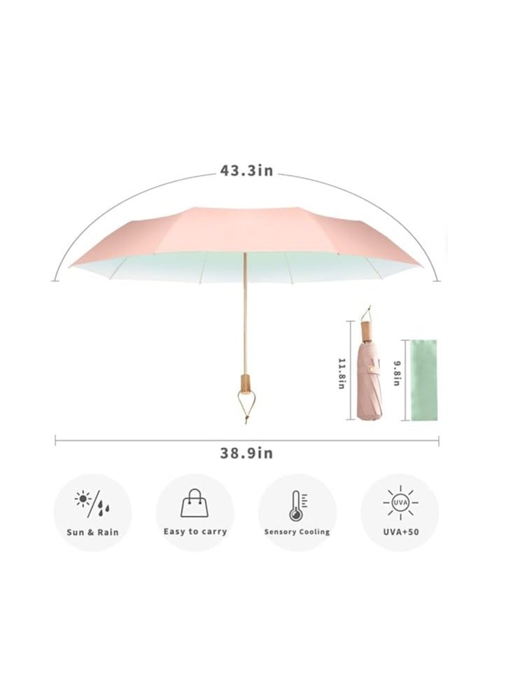 SYOSI - Travel Umbrella for Purse with Case Compact UV Umbrella Protection Folding Lightweight Portable Parasol Umbrella for Men and Women Umbrellas for Rain Windproof Strong for Wind and Rain Sun - Image 1