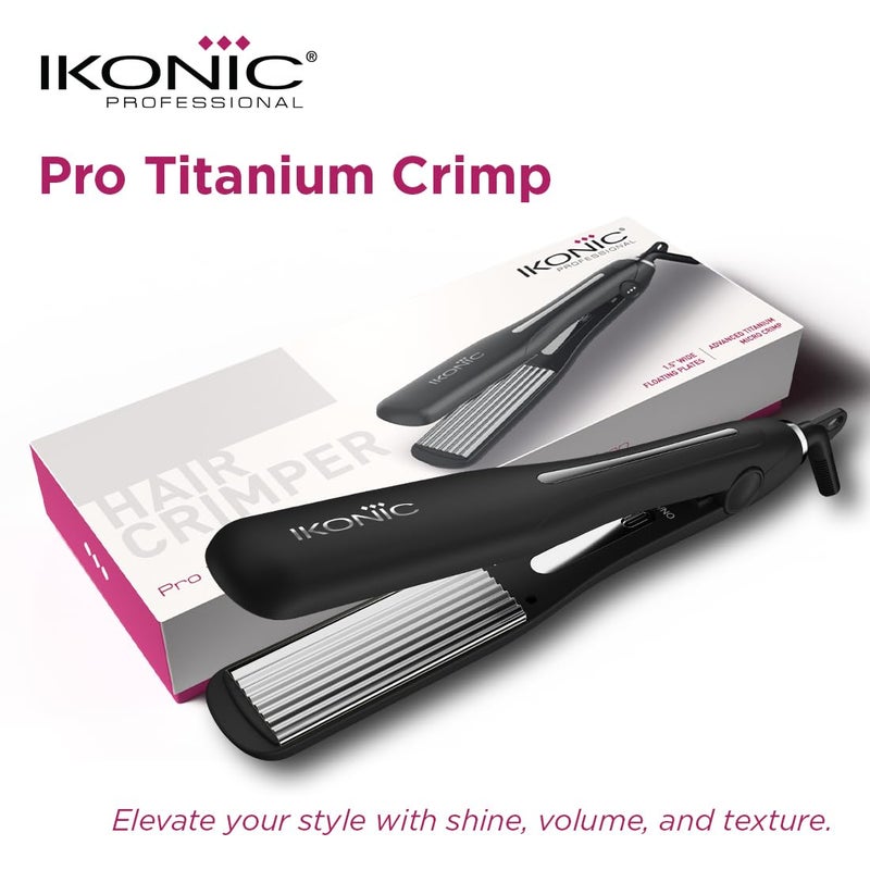 IKONIC مكواة شعر أيكونيك سليم تيتانيوم مع سخان PTC تسخين فوري درجة حرارة قابلة للتعديل لوحات تيتانيوم لتصفيف الشعر للنساء، لجميع أنواع الشعر، أسود (PTC/STC) - Image 2
