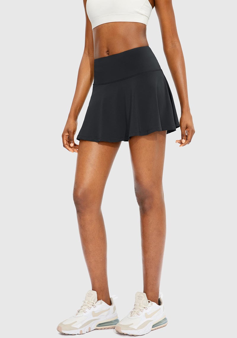 SANTINY Pleated Tennis Skirt for Women with 4 Pockets Women's High Waisted Athletic Golf Skorts Skirts for Running Casual (Black_S) - Image 5