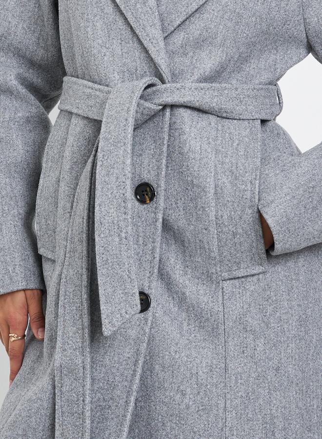 ستايلي معطف بحزام بقصة عادية بمظهر الصوف - Image 3