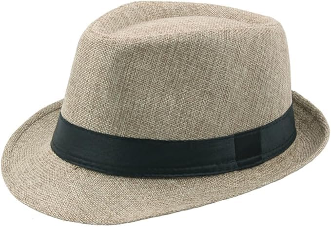 CLOTHERA Fashion Straw Fedora/Trilby Summer Jute Hat For Men Beige, Free Size - Image 1