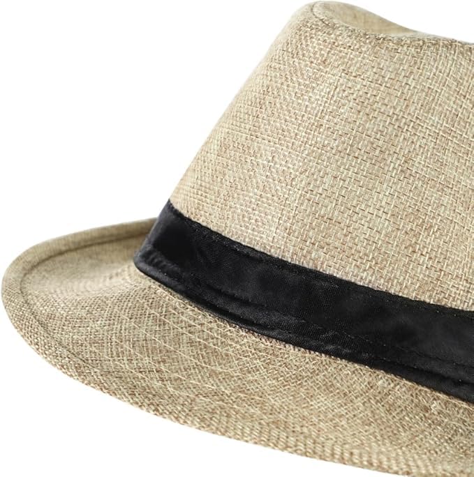 CLOTHERA Fashion Straw Fedora/Trilby Summer Jute Hat For Men Beige, Free Size - Image 3