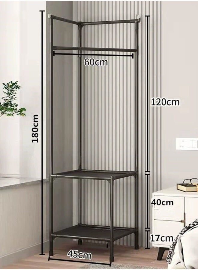 BLOOMING TIME Bedroom 2-Tier Coat Rack, Upper Layer For Clothing Hanging Storage, Lower Storage Layer, Stacking Clothes Or Sundries, Adapting To Corner Size, Bottom Layer For Shoe Storage, Coat And Hat Organizer, Storage And Arrangement - Image 4