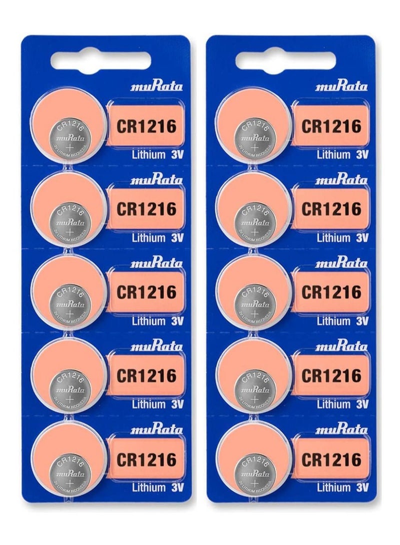CR1216 Lithium 3V Coin Cell 10 Batteries Made in Japan