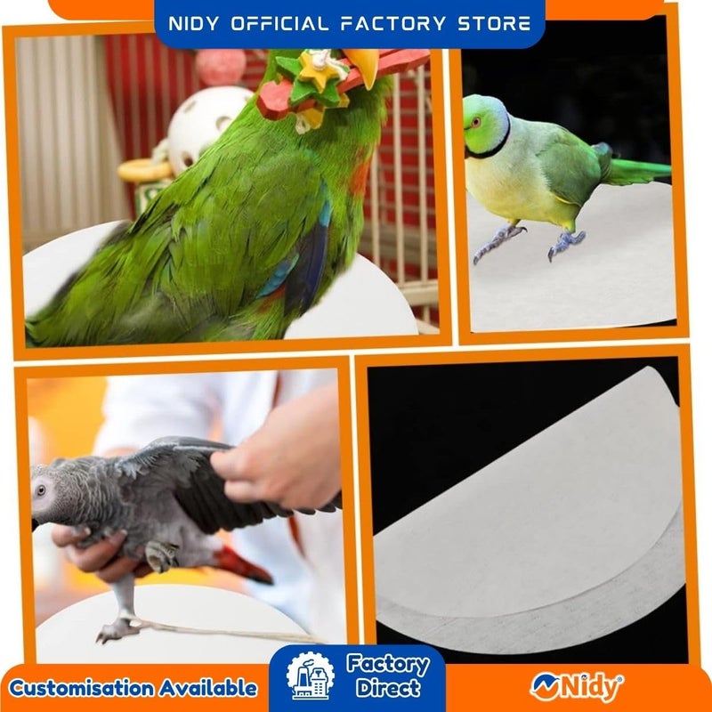STORE77 بطانات أقفاص الطيور Nidy® 100 قطعة بطانات قفص الببغاء القابلة للتصرف أوراق بطانات أقفاص الطيور بطانات قفص الطيور بديل صينية الحفاظ على القفص، قماش غير منسوج مقصوص مسبقًا ملحقات (أبيض) - Image 4