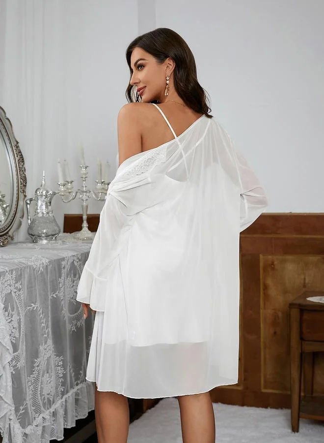 Take Two Take Two Solid Strappy Satin Slip Dress with Robe Set