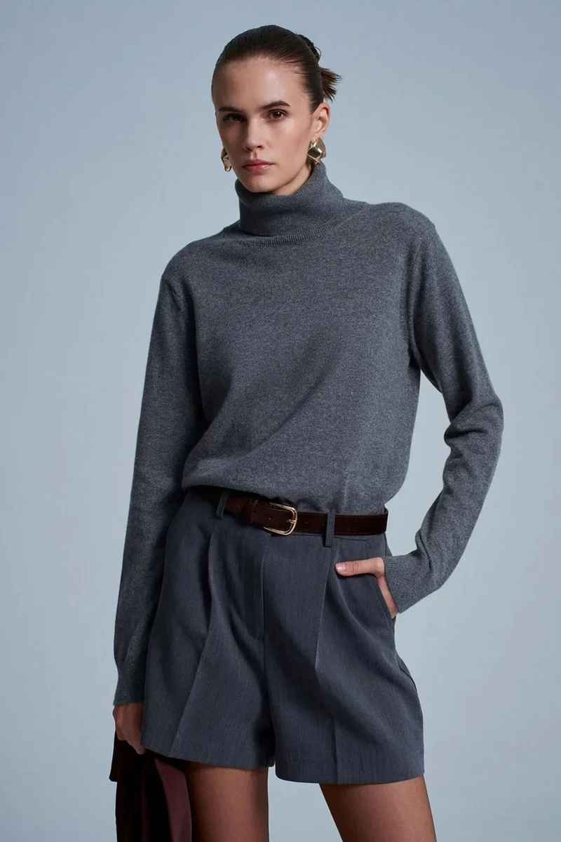 Dilvin Charcoal Grey DILVIN Women's Cashmere Turtleneck Sweater for Women | Best Price UAE
