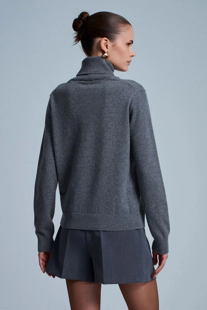 Dilvin Charcoal Grey DILVIN Women's Cashmere Turtleneck Sweater for Women | Best Price UAE