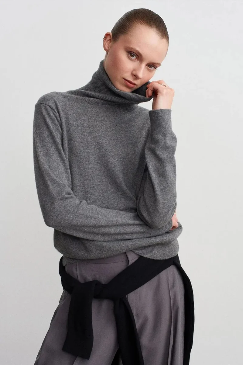 DILVIN Women's Cashmere Turtleneck Sweater