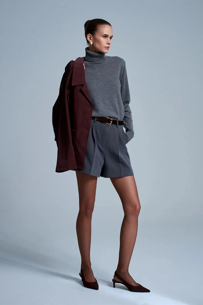 Dilvin Charcoal Grey DILVIN Women's Cashmere Turtleneck Sweater for Women | Best Price UAE