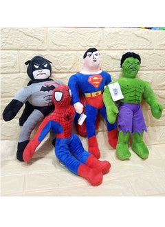 Batman, Superman, Hulk And Spider-Man Stuffed Dolls Set - 4 Pieces. 30Cm Size - Superheroes And Justice League Set, Cute Dolls For Kids