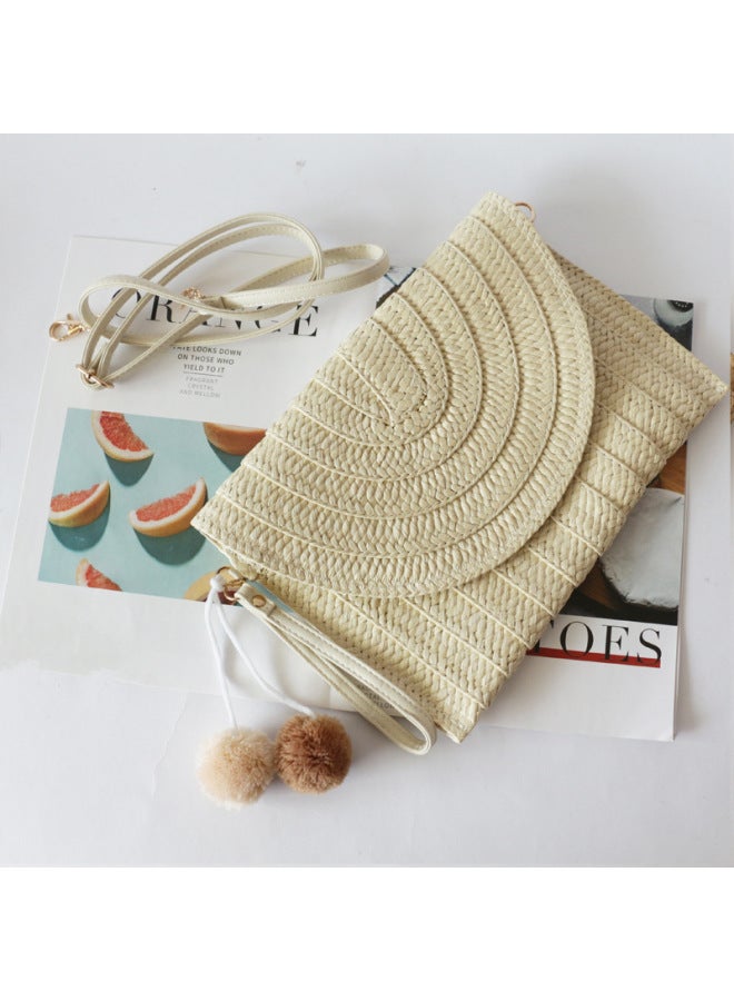 Spot Ball Hand Bag Straw Bag Shoulder Slung Casual Beach Bag Woven Women's Bag A Generation Of Hair-Color:Black  - Image 4