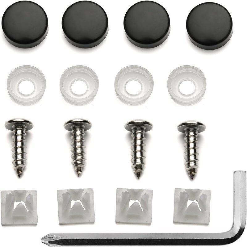 LFPartS Stainless Steel License Plate Frame Screws with Black Caps - Image 2
