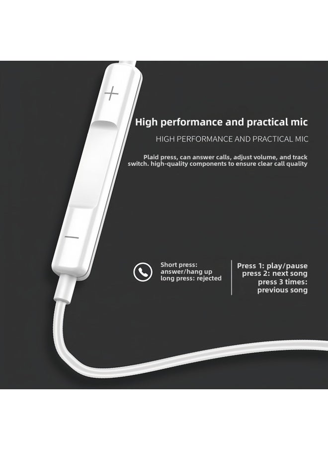 In-ear With Microphone Wire Control Headphones For Apple Android For Huawei Mobile Phone Headphones Subwoofer Headphones-Color:Three-generation Typec Analog Head-mounted Crystal Box