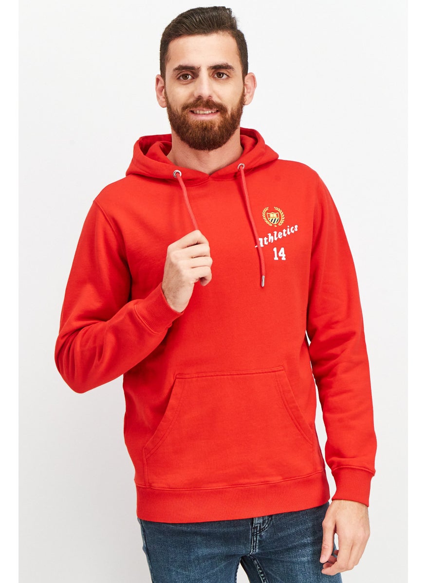 Bel-Air Athletics - Men Sportswear Fit Long Sleeve Brand Logo Hoodie, Red - Image 1