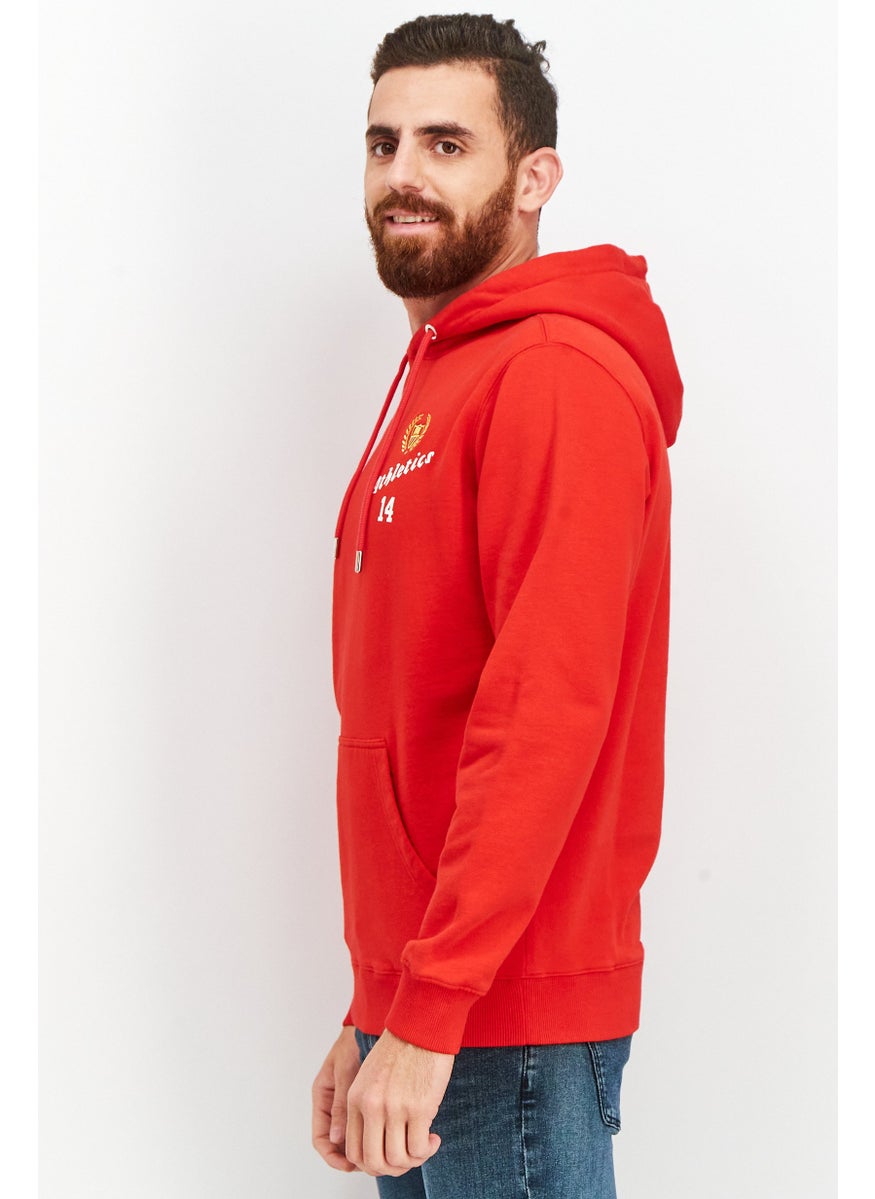 Bel-Air Athletics - Men Sportswear Fit Long Sleeve Brand Logo Hoodie, Red - Image 1