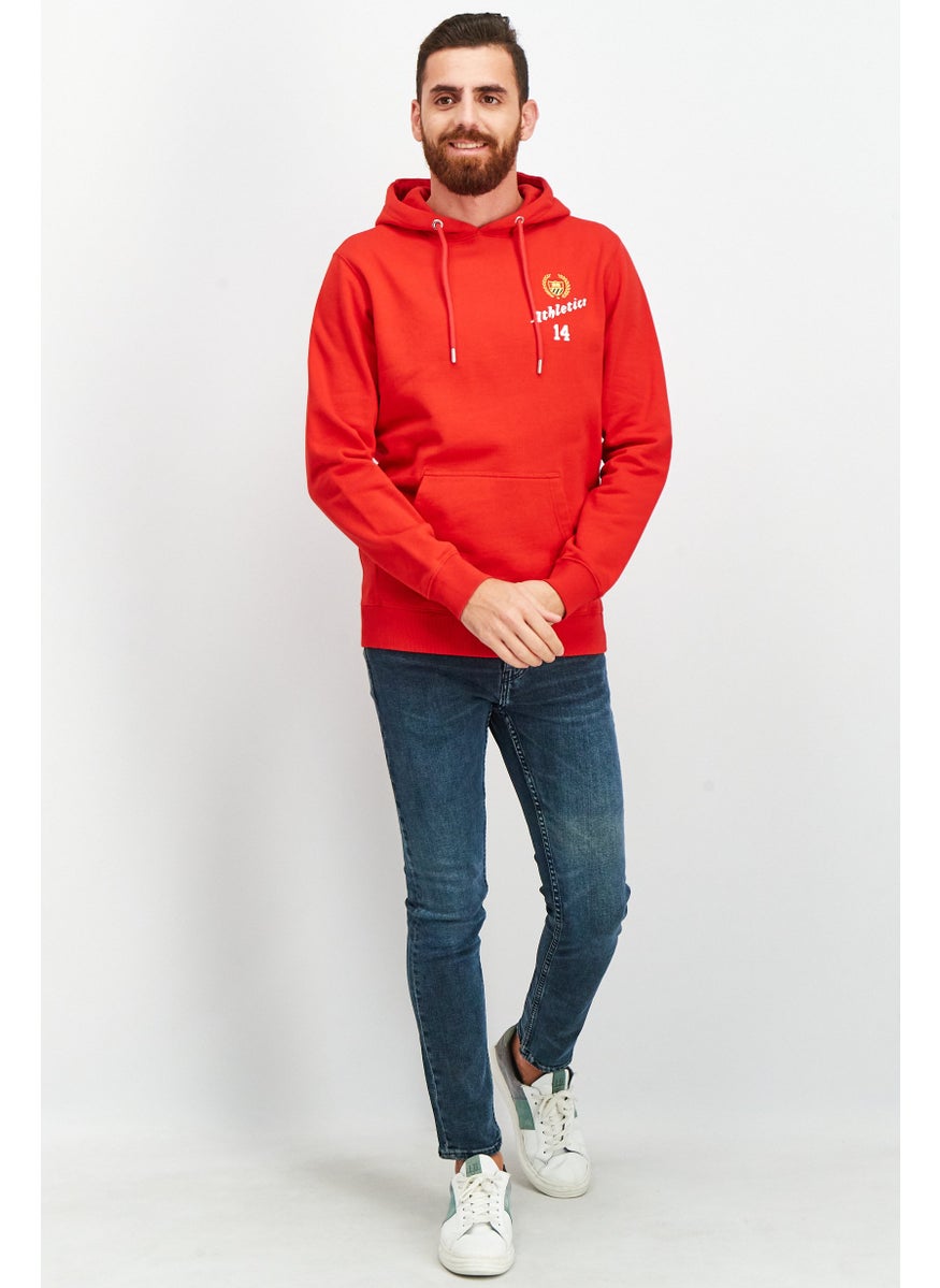 Bel-Air Athletics - Men Sportswear Fit Long Sleeve Brand Logo Hoodie, Red - Image 1