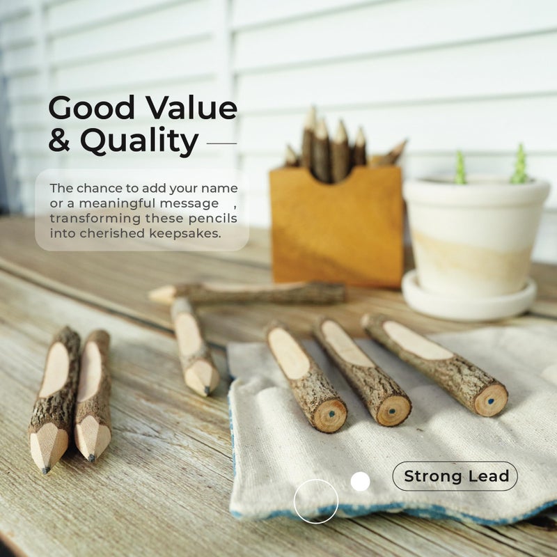 Bsiri Pencil Wood Favors Of Graphite Wooden Tree Rustic Twig Pencils Birch Of 12 Camping Lumberjack Decorations Party Supplies Novelty Gifts Bark Pencils Gifts (5 Inch Personalized) - Image 4